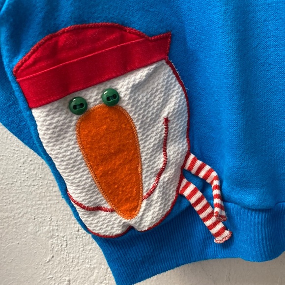 Ruth Scharf vintage 80s turquoise unisex appliqué sweatshirt sz 18 mos - Picture 5 of 10